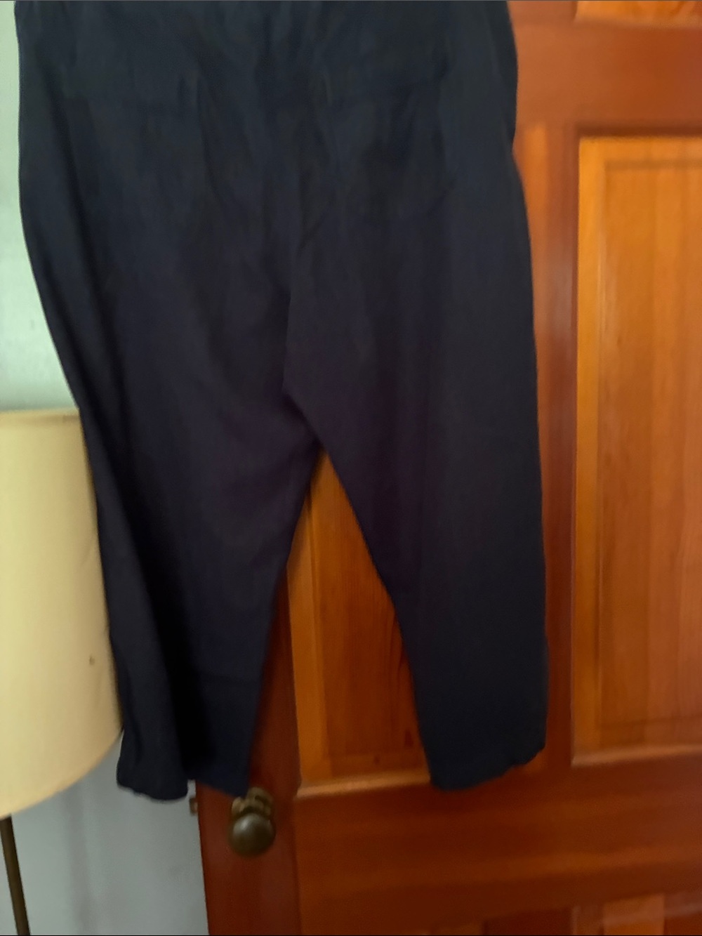 Per Se Navy Drawstring Capris Linen - Picture 2 of 2
